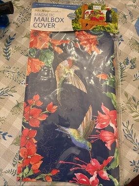 Studio M Hummingbird Floral Mailbox Cover in Navy and Oranges